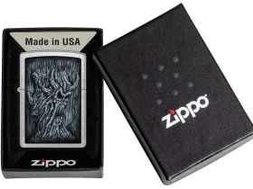 Зажигалка ZIPPO Evil Tree с покрытием Street Chrome, латунь/сталь, серебристая, 38x13x57 мм