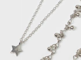 Двойное колье с подвесками для девочек, 2 шт., Серебряный