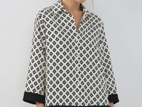 Блузка из вискозы с принтом, Белый