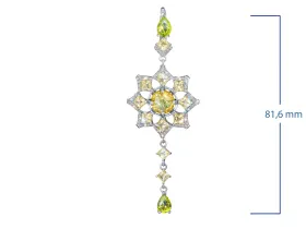 Серьги из серебра с топазами, хризолитами и цитринами э0681сг11250358