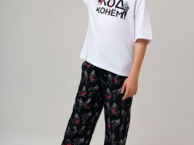 Комплект для мальчиков: фуфайка (футболка) трикотажная, брюки текстильные