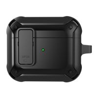 Чехол WiWU Mecha для AirPods 3 противоударный с карабином (черный)