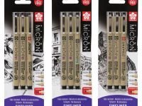 Набор капиллярных ручек Sakura "PIGMA MICRON" 3 шт (0,25мм 0,45мм + Ручка Pigma Brush)