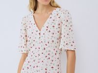 Платье миди из вискозы, Белый