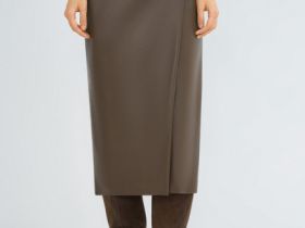 Юбка миди из искусственной кожи, Коричневый