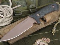 Нож с фиксированным клинком Spartan Blades Harsey Difensa, сталь CPM-S35VN Flat Dark Earth, рукоять черная микарта, чехол песочный