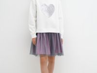 Трикотажное платье мини для девочек, Белый