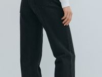 Прямые джинсы с высокой посадкой, Черный