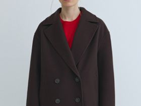 Короткое двубортное пальто, Коричневый