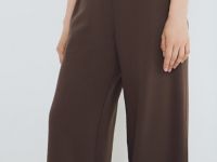 Широкие брюки с эластичным поясом, Коричневый