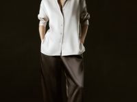 Сатиновая блузка, Бежевый