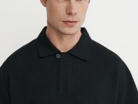 Поло из жатого хлопка, Черный