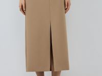 Прямая юбка макси, Бежевый