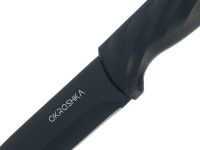 Кухонный нож для овощей Okroshka Крутон 8.8 см, нержавеющая сталь, рукоять пластик, черный