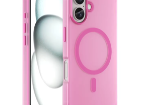 Чехол-накладка Wiwu Armor Pro Magsafe (FGG-012) для iPhone 16 Plus пластиковый прозрачно-розовый (розовая рамка)