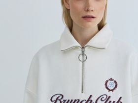 Толстовка с принтом и воротником на молнии, Бежевый