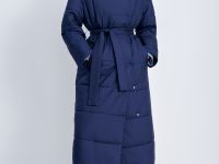 Стеганое утепленное пальто с поясом