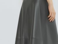 Юбка миди из искусственной кожи, Серый