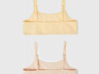 Топ в рубчик с нашивкой для девочек, 2 шт., Бежевый