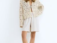 Шорты из хлопка и льна, Бежевый