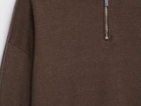 Джемпер с воротником-стойкой на молнии, Коричневый