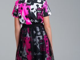 Комплект трикотажный для девочек: платье, юбка