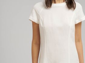 Платье мини изо льна и вискозы