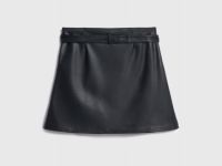 Мини-юбка из искусственной кожи для девочек, Черный
