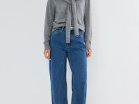 Широкие джинсы с высокой посадкой, Синий