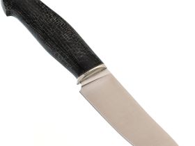 Нож для снятия шкур Кайман, сталь М390, рукоять мельхиор, микарта