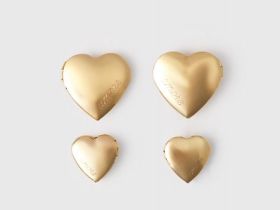 Серьги-локеты в форме сердца, 2 пары, Золотой