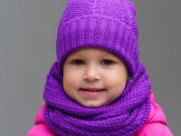 Комплект детский трикотажный для девочек: шапка, снуд