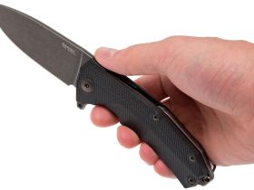 Нож складной LionSteel KUR BBK G10 Black Flipper, сталь Stonewashed & PVD-Coated Uddeholm Sleipner®, стеклотекстолит, чёрный