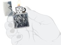 Зажигалка ZIPPO Mountain Sketch с покрытием 540 Tumbled Chrome, латунь/сталь, разноцветная, 38x13x57 мм