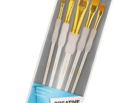 Набор кистей синтетика Pinax "CREATIVE" плоские 5 шт, эргономичная ручка