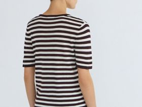 Джемпер в полоску с коротким рукавом, Коричневый