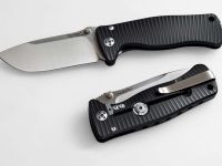 Нож складной LionSteel SR2A BS Mini, сталь Uddeholm Sleipner® Satin Finish, рукоять алюминий (Solid®), чёрный