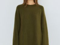 Вязаное платье из пряжи с шерстью, Зеленый