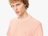 Мужская футболка Lacoste с воротником в полоску из эластичного хлопка