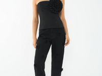 Топ с объёмным декором, Черный