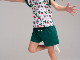 Комплект трикотажный для девочек: фуфайка (футболка), шорты