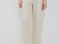 Зауженные книзу брюки изо льна, Бежевый