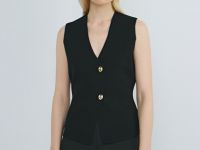 Вязаный жилет на пуговицах, Черный