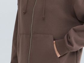 Толстовка на молнии с вышивкой, Коричневый