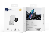 Автомобильный держатель WIWU Liberator Magnetic Wireless Charger Type-C 15W в воздуховод (Wi-Q001) (серебристый)