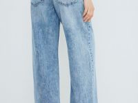 Широкие джинсы с высокой посадкой из лиоцелла, Голубой