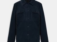 Жакет из натуральной кожи с накладными карманами