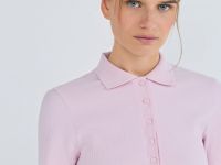 Поло в рубчик с коротким рукавом, Розовый