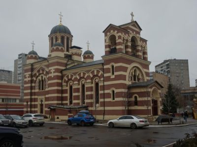 "Храм в честь Ватопедской иконы Божией Матери "Отрада и утешение" у Николаевских казарм на Ходынском поле", 1907-1909 гг., архитектор В.Д.Адамович