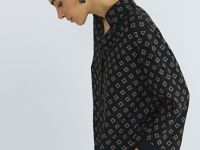 Принтованная блузка с рукавом 7/8, Черный